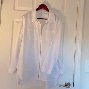 White Zip Up Blouse Tunic